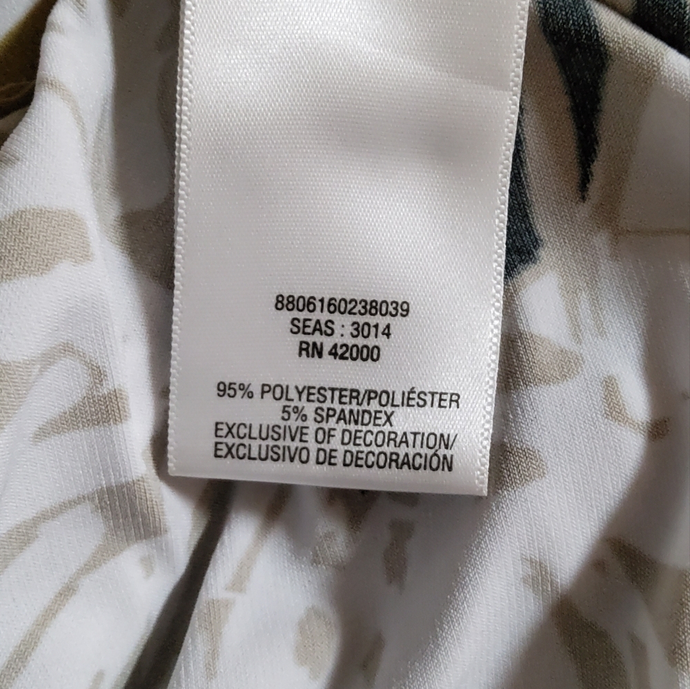 Jacklyn Smith Tan/Black/White Leaf Print Sleeveless Surplice Beaded Maxi Dress - Picture 7 of 7